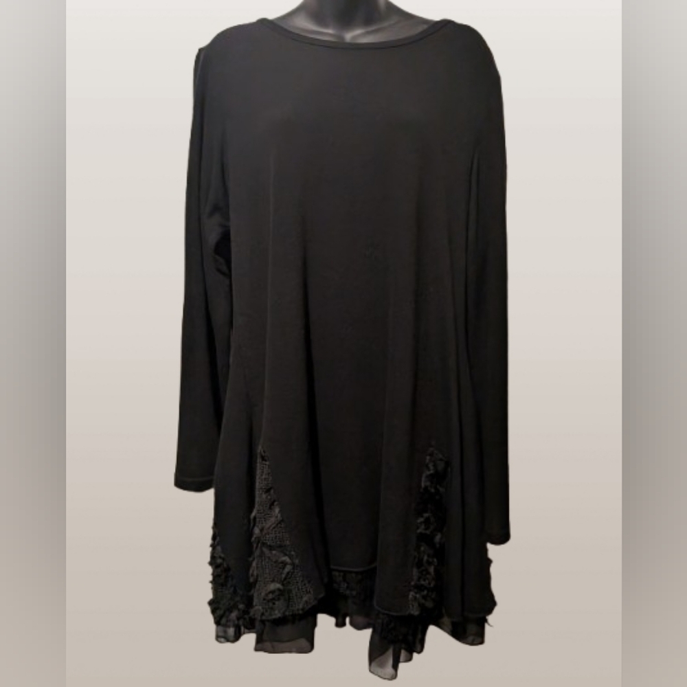 Plum Loco Black Cotton Blend Lagenlook Dress - XL/XXL ☁️